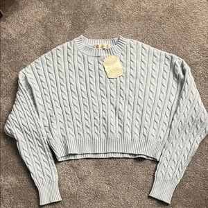 Altar'd State Soft Blue Cable Knit Sweater
